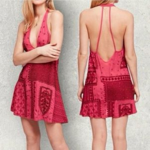 Free People Pink Halter Backless Sundress - Picture 1 of 9
